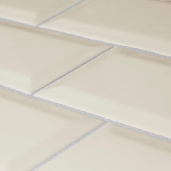 Jeffrey Court Royal Cream 3 in. x 6 in. Subway Glossy Beveled Ceramic Wall Tile (11 sq. ft./Case)