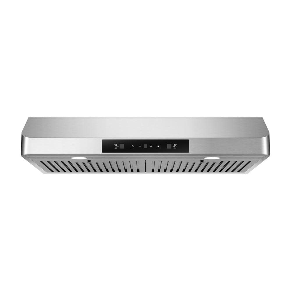 cadeninc 30 in. Ducted Under Cabinet Range Hood with One Motor and LED Screen Finger Touch Control in Silver