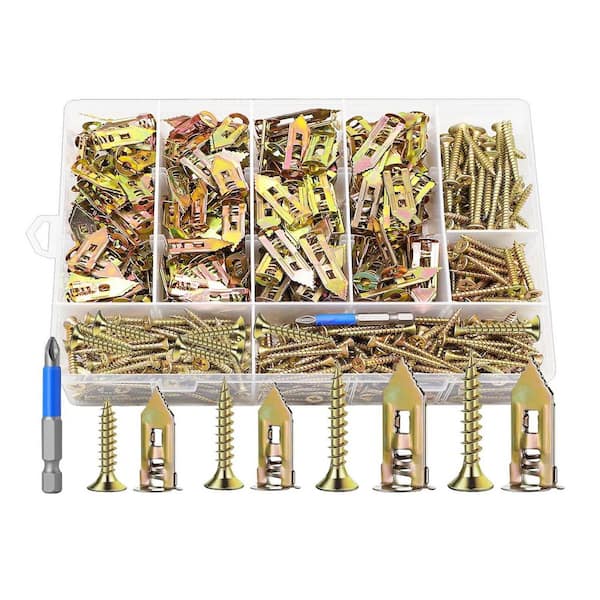 Self Drilling Drywall Anchors with Screws Kit, Made of Upgraded Zinc-Plated Steel with A Yellow Zinc Coating (410-Pack)