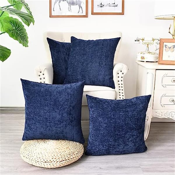 Blue Outdoor Throw Pillow Pack of 4 Cozy Covers Cases for Couch ...