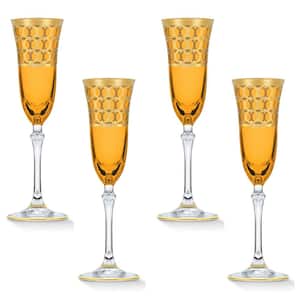 5 oz. Amber and Gold Champagne Flute Stems Set (Set of 4)