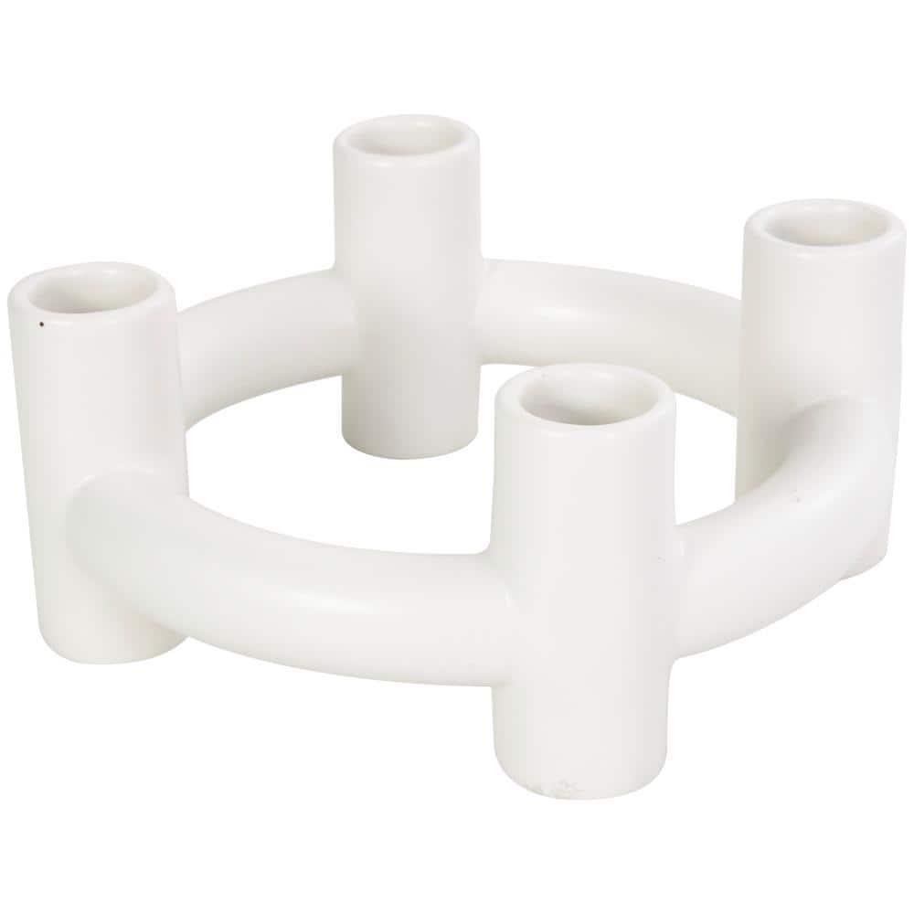 Black and White Ceramic Geometric Circle Candle Holders, Set of 2