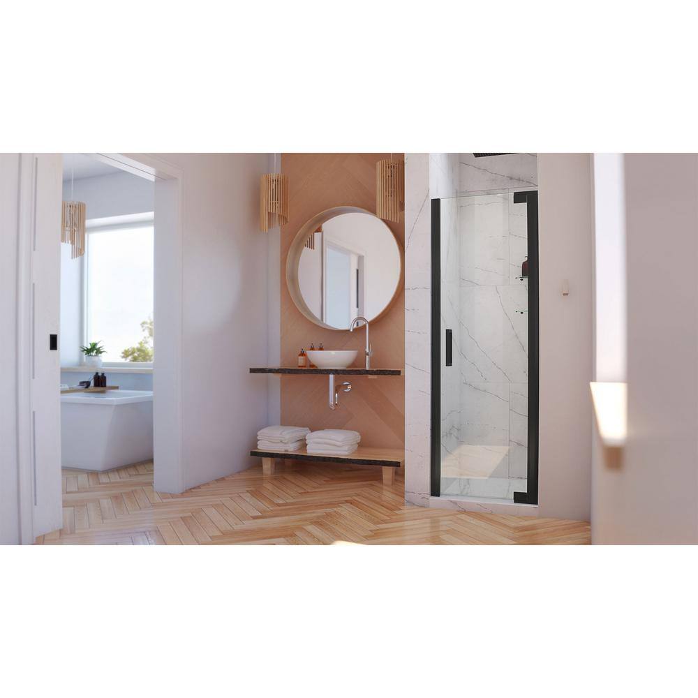 Elegance-LS 28.75" Satin Black Frameless Pivot Shower Door with ClearMax Technology
