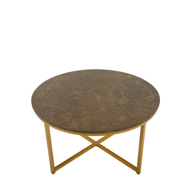 STICKON 31.5 in.Brown Round MDF Coffee Table