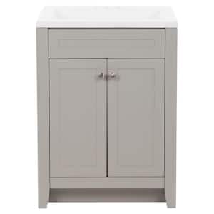 Lilley 24 in. W x 19 in. D x 33 in. H Single Sink Freestanding Bath Vanity in Gray with White Cultured Marble Top
