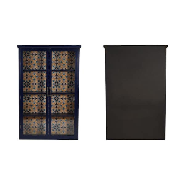 Storied Home Distressed Blue 48 in. Accent Cabinet with 4 Shelves
