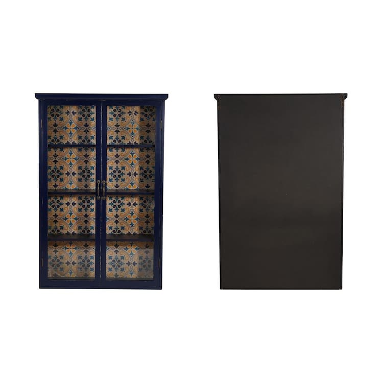 Storied Home Distressed Blue 48 in. Accent Cabinet with 4 Shelves