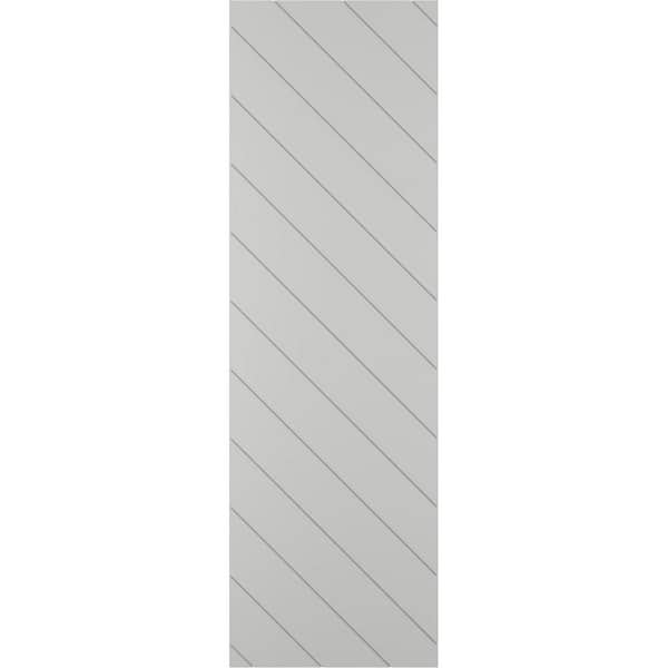 Ekena Millwork 12 in. W x 29 in. H True Fit PVC Diagonal Slat Modern Style Fixed Mount Board and Batten Shutters Hailstorm Gray