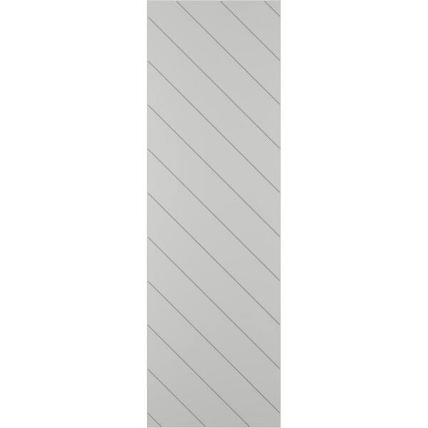 Ekena Millwork 18 in. W x 52 in. H True Fit PVC Diagonal Slat Modern Style Fixed Mount Board and Batten Shutters Hailstorm Gray