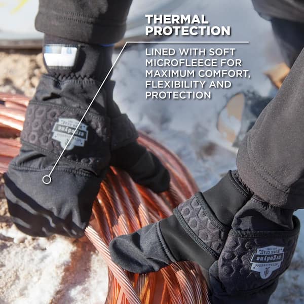 Black Thermal Flip-Top Gloves