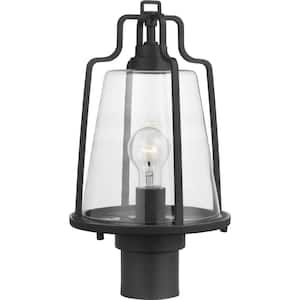 Benton Harbor Collection 1-Light Textured Black Clear Glass Urban Industrial Outdoor Post Lantern Light