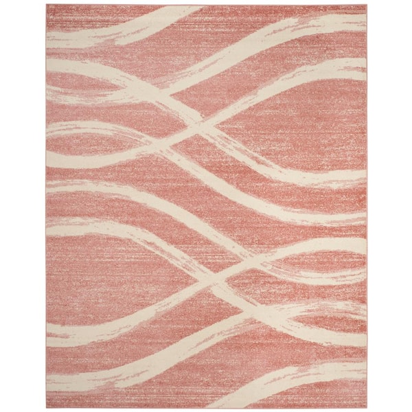 Adirondack Rose/Cream 8 ft. x 10 ft. Waves Area Rug