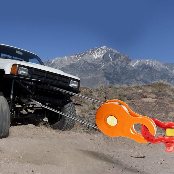 Snatch Block, 11T/25,000 lbs. Working Load Limit, Heavy Duty Winch Pulley for 0.55 in. /14 mm Synthetic Rope