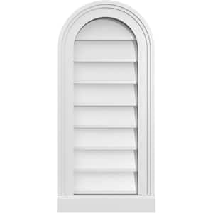 12 in. x 26 in. Round Top White PVC Paintable Gable Louver Vent Non-Functional