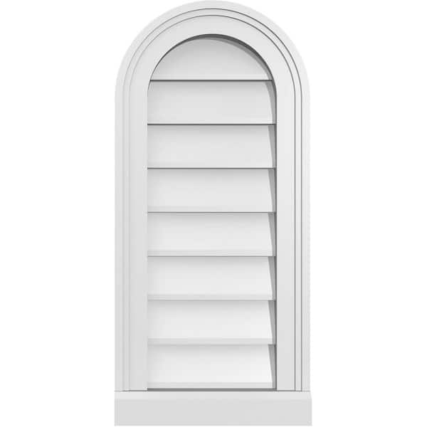 Ekena Millwork 12 in. x 26 in. Round Top White PVC Paintable Gable Louver Vent Non-Functional