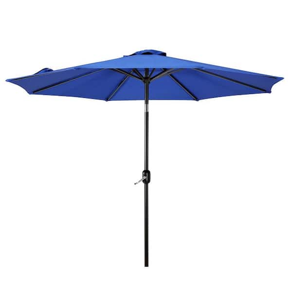 Tristen 9 ft. Outdoor Patio Crank and Tilt Market Table Umbrella in Royal Blue