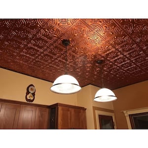 Wrought Iron Copper 2 ft. x 2 ft. Glue Up PVC Faux Tin Ceiling Tile (100 sq. ft./case)