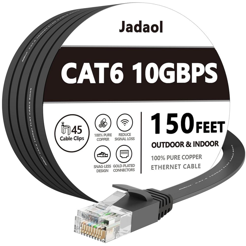 Lukyamzn 150 ft. Cat 6 Unshielded Gold Plated Flat Ethernet Cable