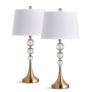 Madison 27 in. Antique Brass Madison Crystal Balls Metal Table Lamps (2-Pieces Set)