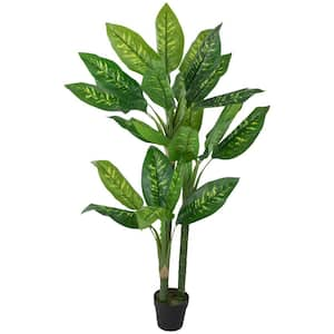 58 in. Artificial Wide Leaf Green Dieffenbachia Potted Plant