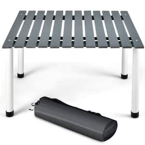 Gray Portable Folding Picnic Table for 4-6 People Wooden Roll Up Travel Camping Table with Carrying Bag