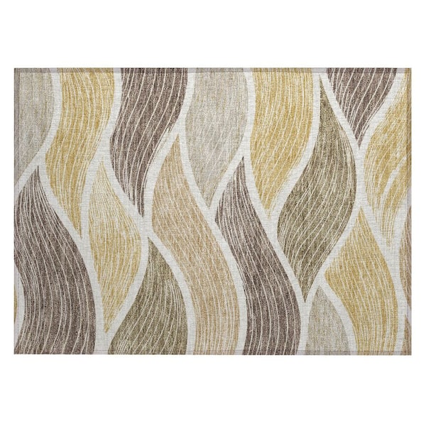 Chantille Machine Washable Indoor/Outdoor Abstract ACN3094 Gold 3 ft. x 4 ft. Area Rug