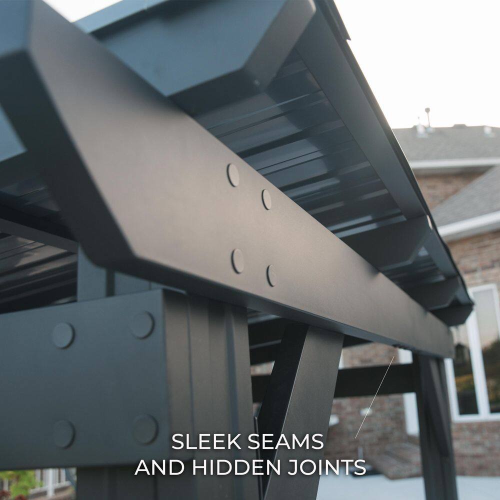 Rockport Black Steel Grill Gazebo with Galvanized Countertops