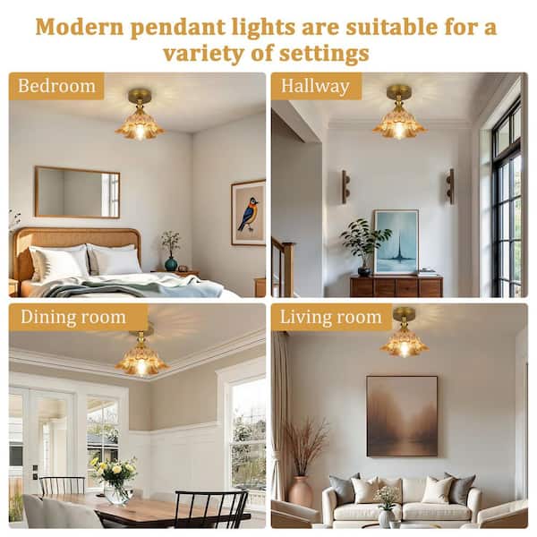 Merbotin BeamHaven 1-Light Semi-Flush Mount Vintage Ceiling Lights