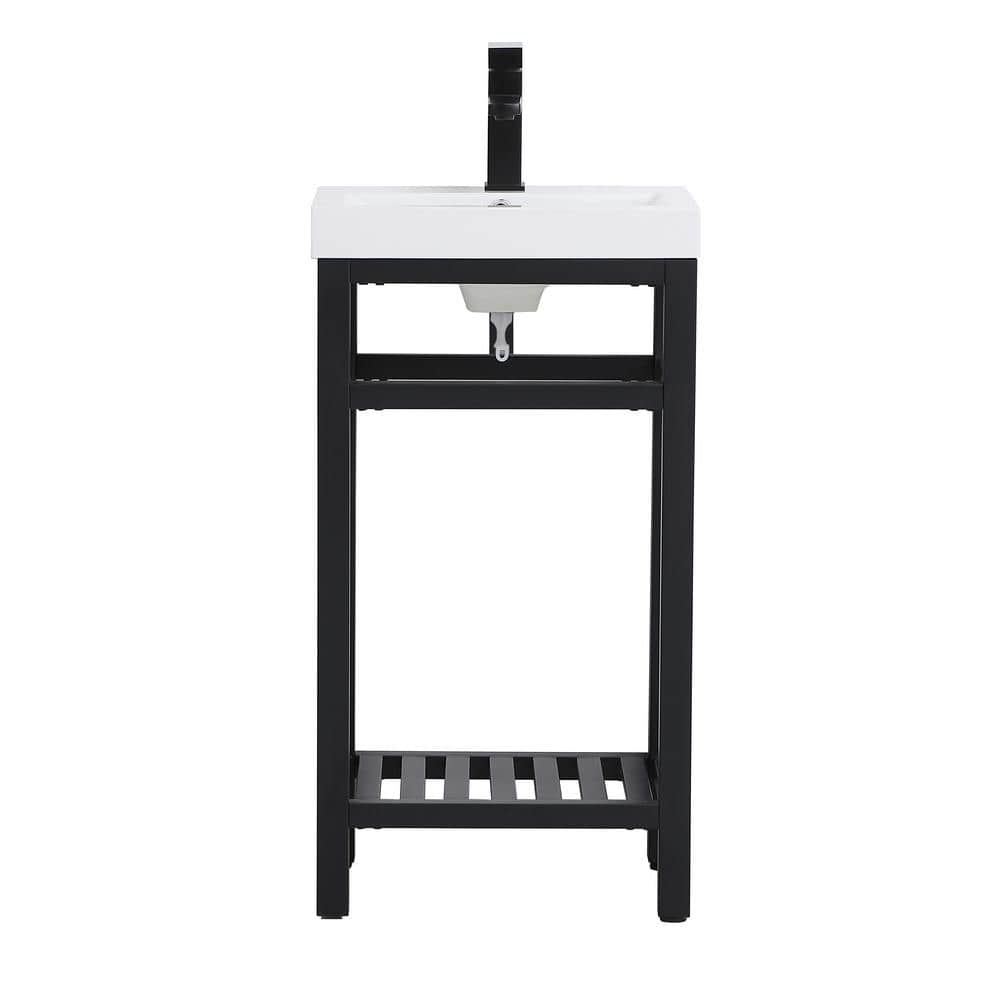 Simply Living 18 in. Single Bathroom Metal Vanity in Black with Resin Vanit