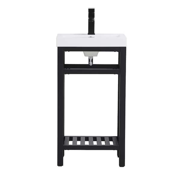 Unbranded Simply Living 18 in. W x 13.5 in. D x 34 in. H Bath Vanity in Black with White Resin Top