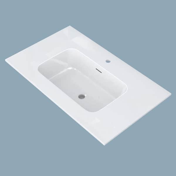 BALCONY アイボリー 36 Zeafive 36 in. W x 22 in. D Solid Surface Cultured Marble