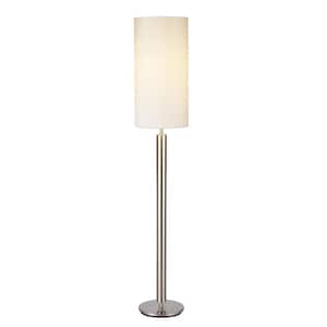 58 in. Silver Traditional Shaped Standard Floor Lamp With White Drum Shade