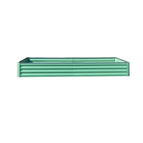 Sudzendf 8x4x1 ft. Green Galvanized Steel Raised Garden Bed Outdoor Planter Box for Gardening Vegetables Fruits Flowers
