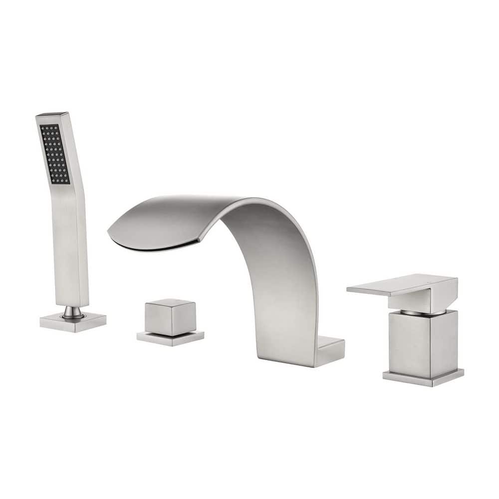 Single-Handle Tub-Mount Tub Faucet with Hand Shower in Brushed Nickel price history on PriceWatchPro