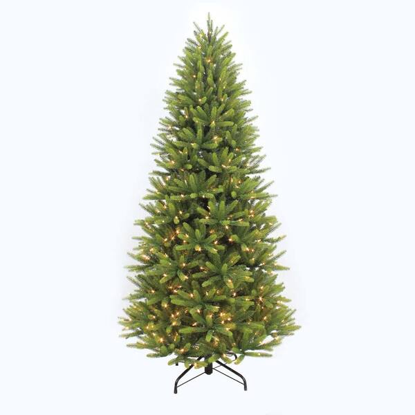 Puleo International 7.5 ft. Pre-Lit Slim Washington Valley Spruce Artificial Christmas Tree with 500 Warm White LED Lights