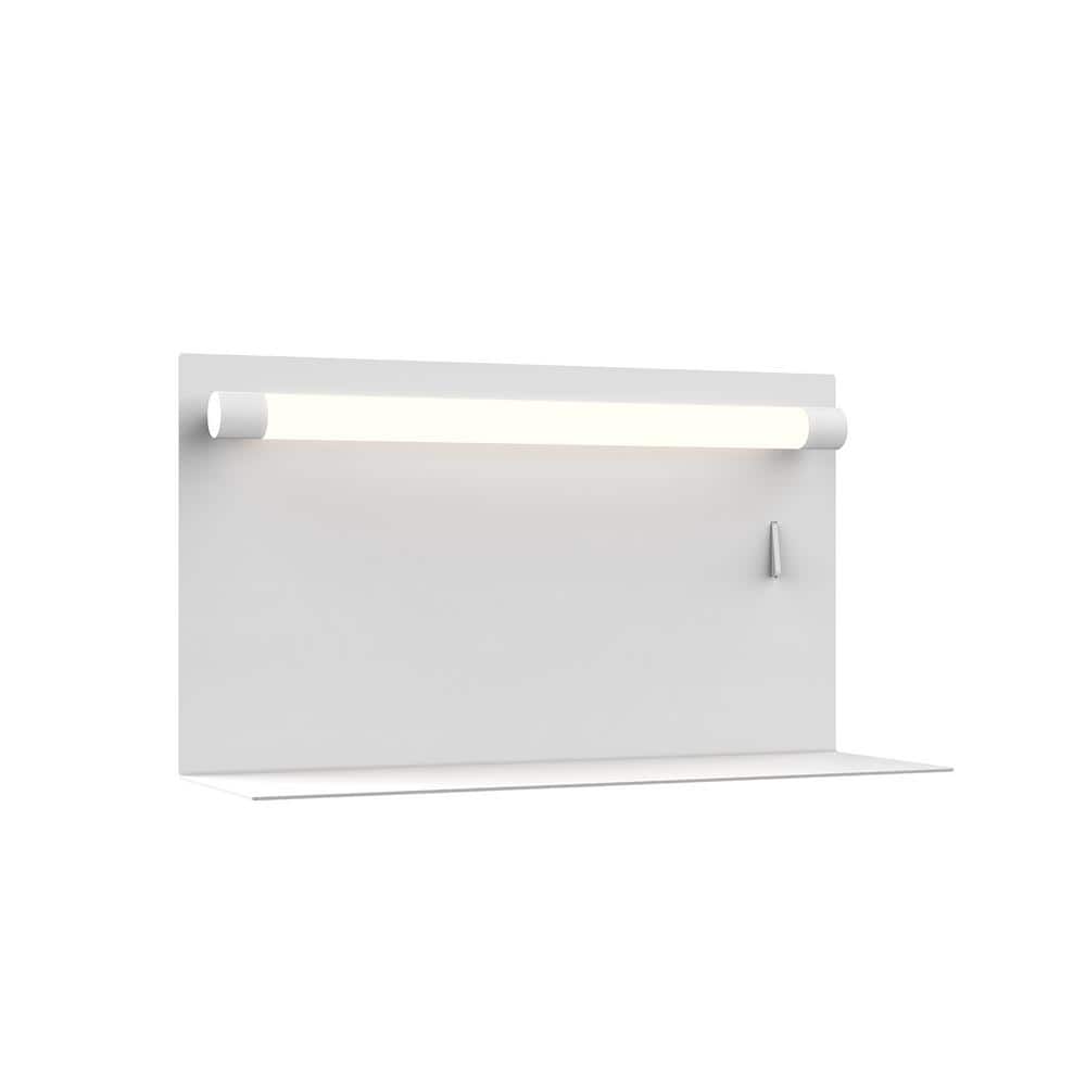 Dresden Modern White LED Dimmable Wall Sconce with USB Charging Shelf