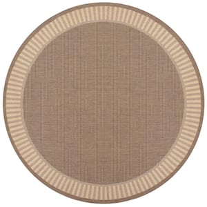 Recife Wicker Stitch Cocoa-Natural 9 ft. x 9 ft. Round Indoor/Outdoor Area Rug
