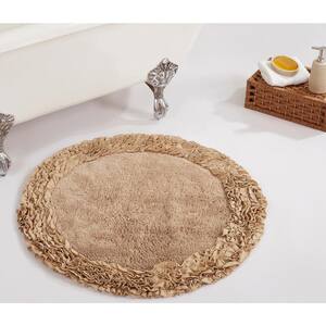 Shaggy Border Collection Beige 30 in. x 30 in. 100% Cotton Bath Rug