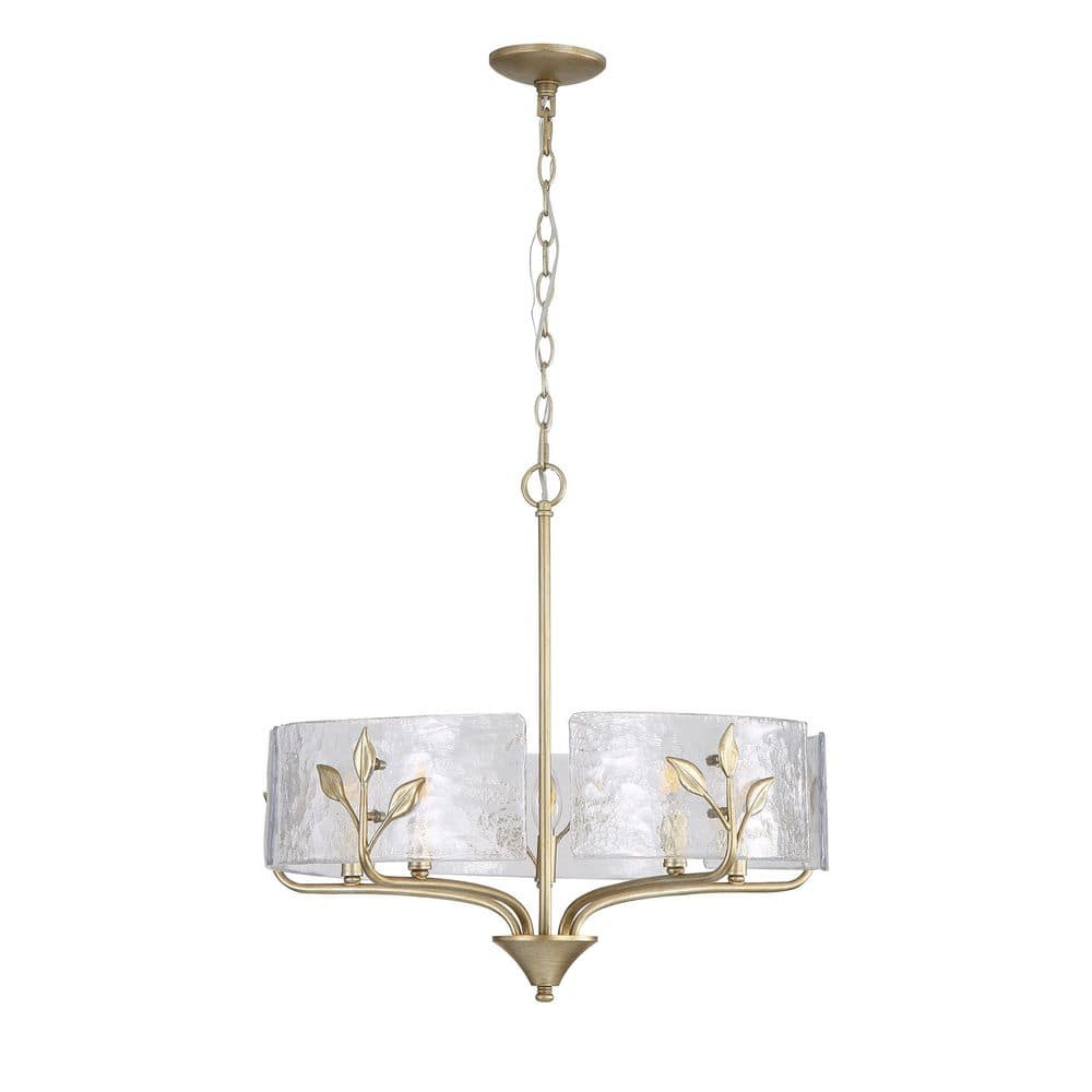 Bloem 60-Watt 5-Light White Gold Drum Pendant Light with Hammered Water Glass and No Bulbs Included price history on PriceWatchPro