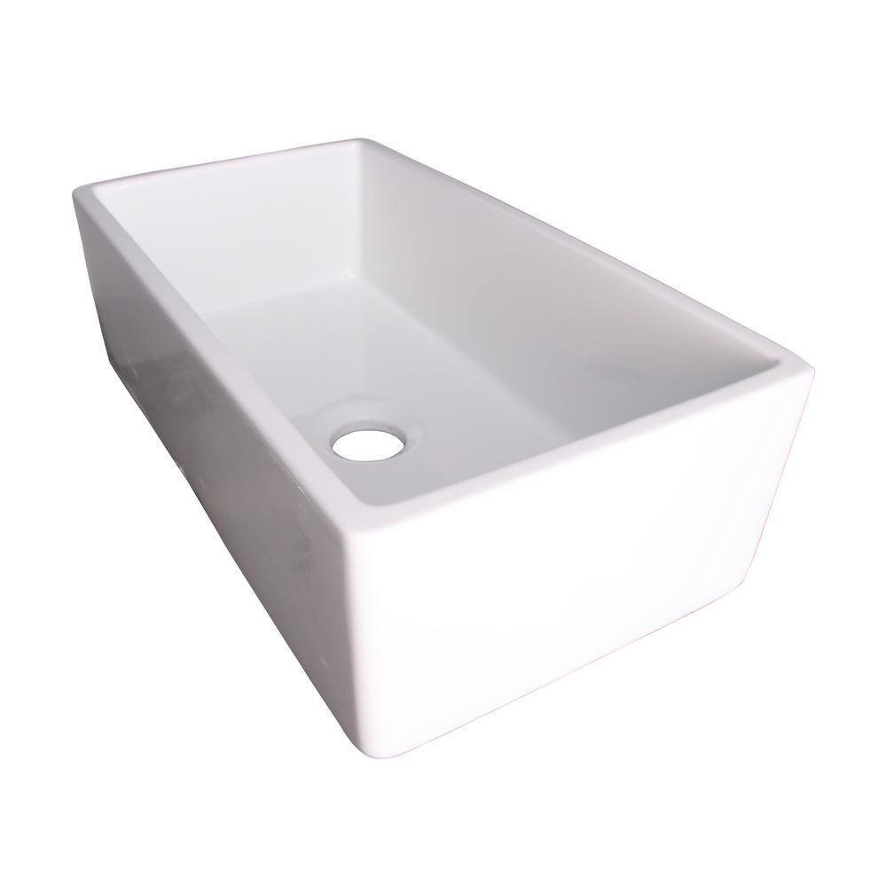 33'' White Fireclay Farmhouse Single Bowl Kitchen Sink