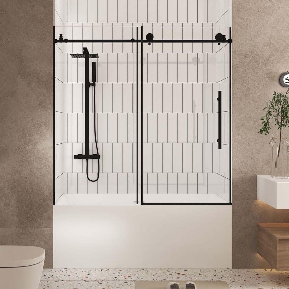 アンダー・ザ・シャドー INSTER 56-60 in. W x 60 in. H Single Sliding Bathtub Shower Tub