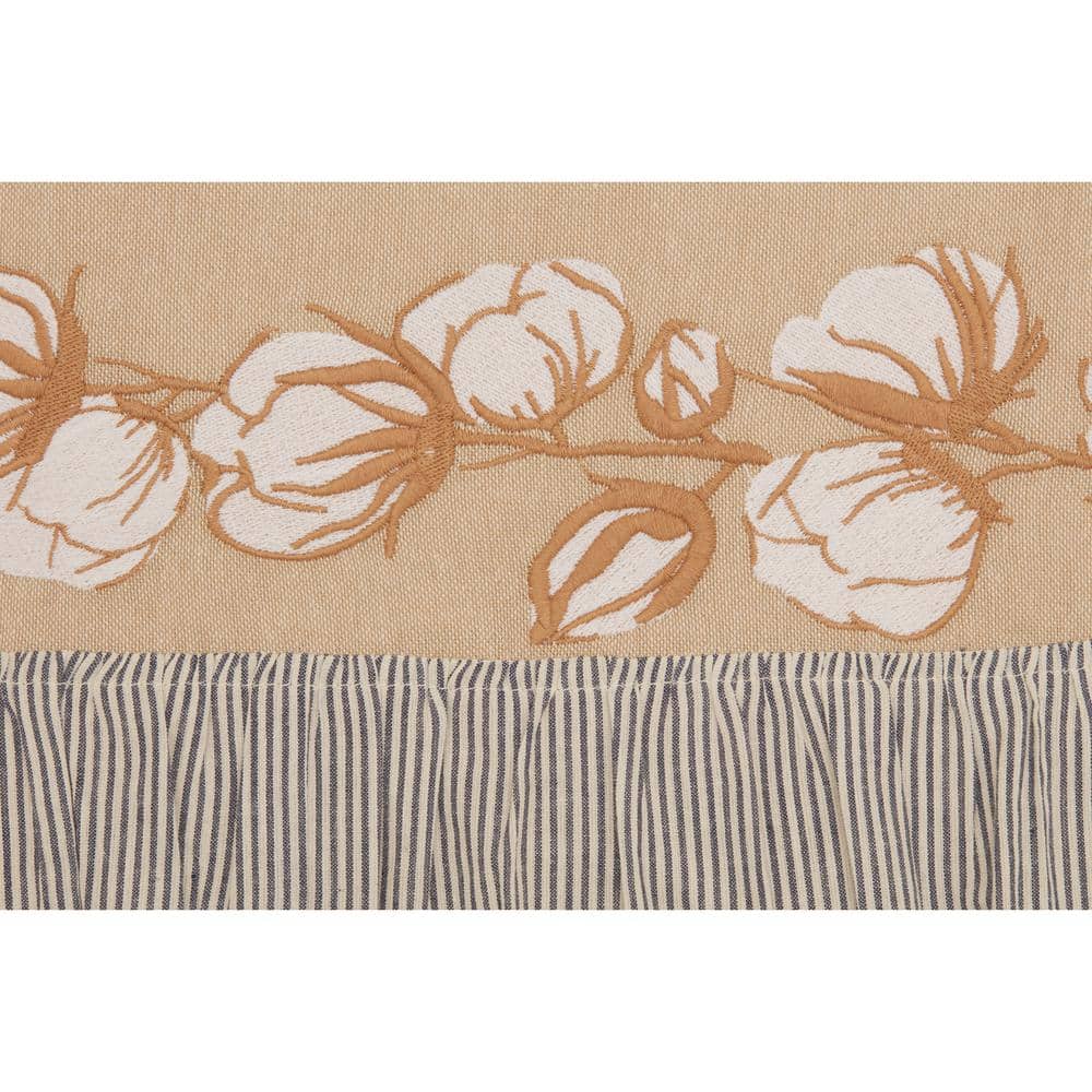 Ashmont Khaki Tan Cotton Shower Curtain with Ruffled Edge