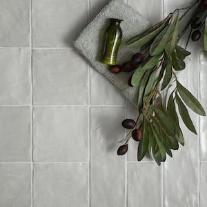 Green 4 in. x 4 in. Polished and Honed Ceramic Mosaic Tile Sample