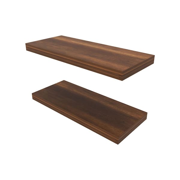 Avex 31.5 in. W x 9.8 in. D Light Brown Wood Solid Decorative Wall Shelf (Set of 2)