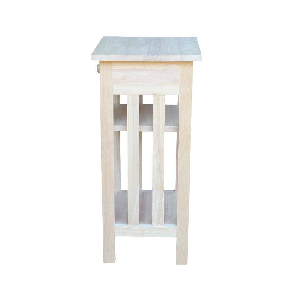 Unfinished Parawood Mission Telephone Stand with Storage