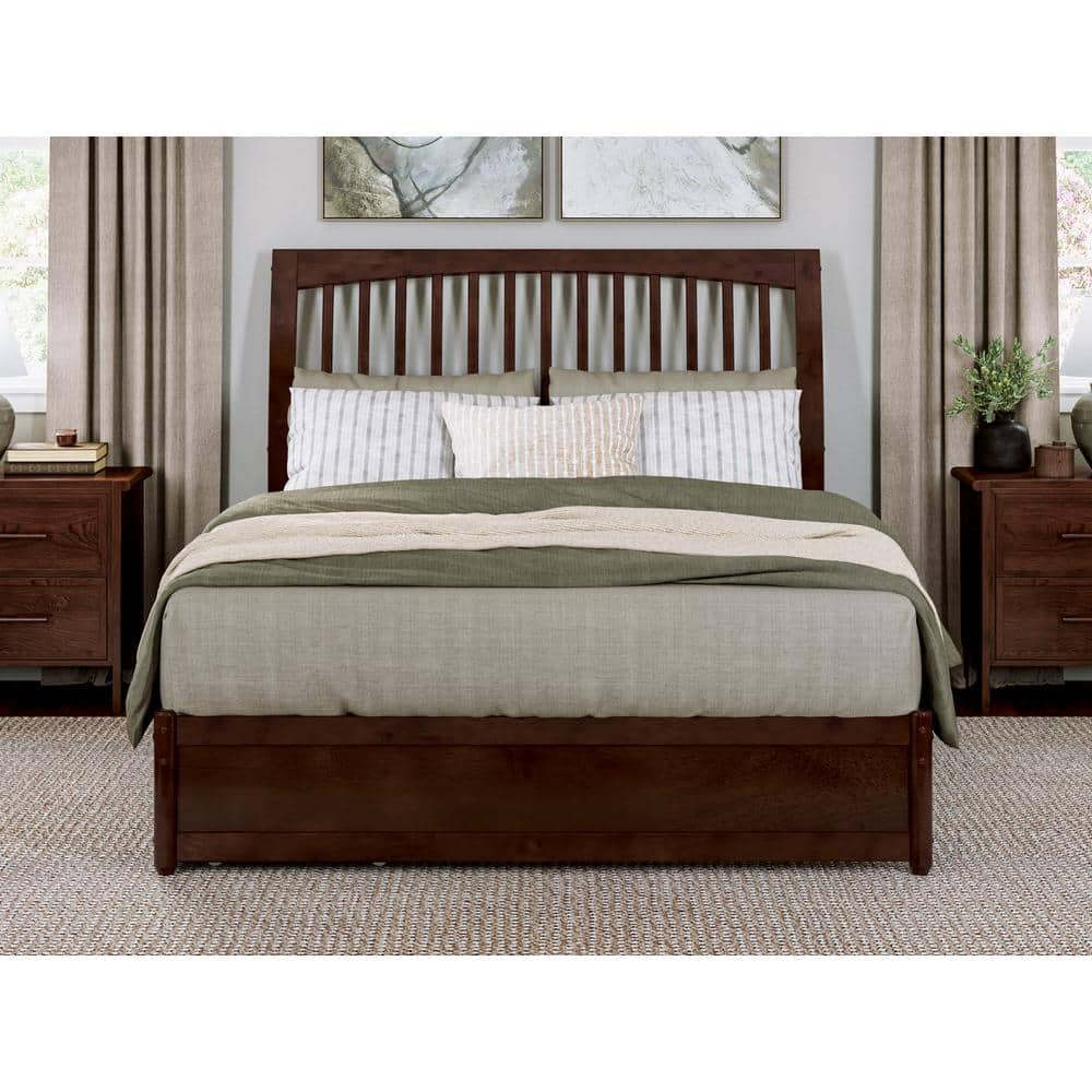 Roslyn Walnut Queen Platform Bed with Storage Drawers
