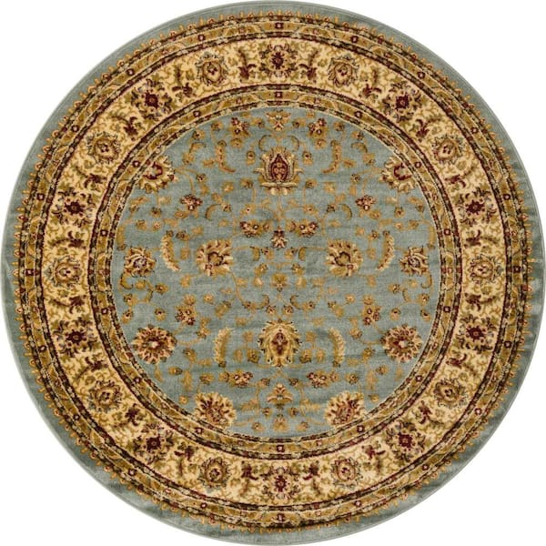 Unique Loom Voyage St. Louis Light Blue 6' 0 x 6' 0 Round Rug 3123567 ...