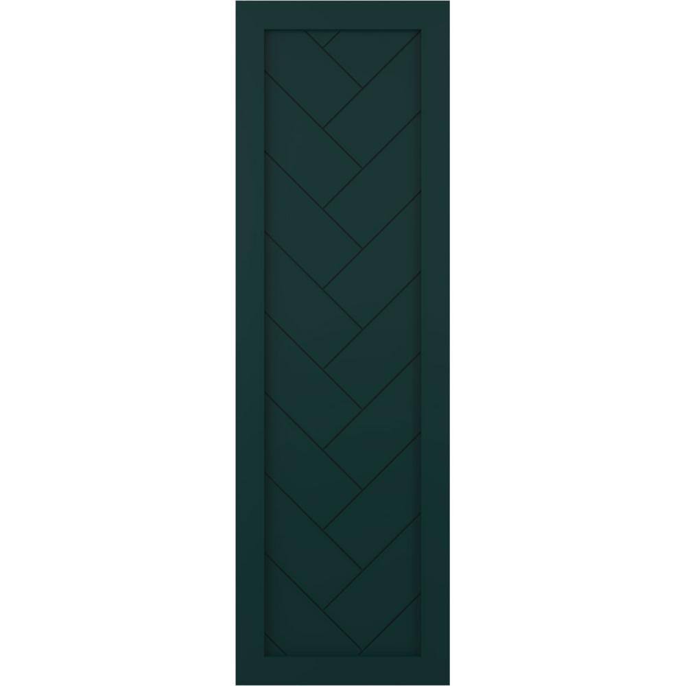 12 in. x 43 in. PVC Single Panel Herringbone Modern Style Fixed Mount Board and Batten Shutters Pair in Thermal Green price history on PriceWatchPro