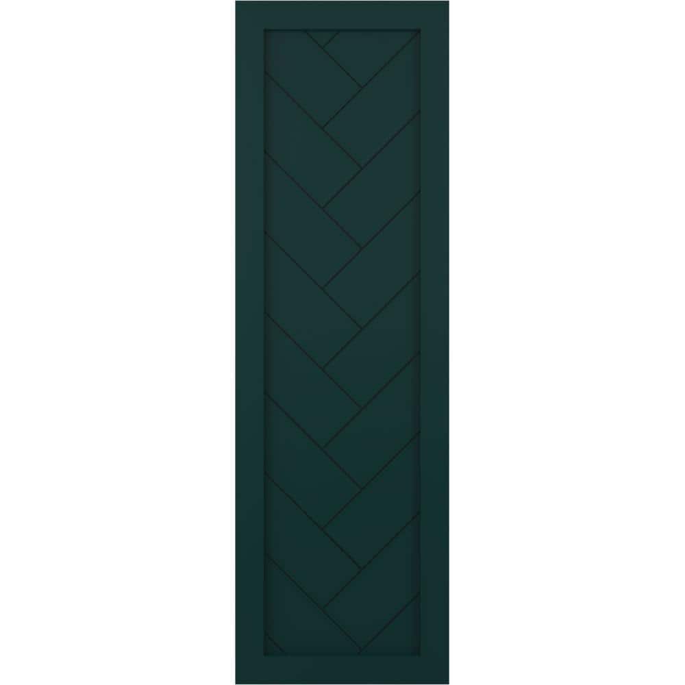 15 in. x 26 in. PVC Single Panel Herringbone Modern Style Fixed Mount Board and Batten Shutters Pair in Thermal Green price history on PriceWatchPro