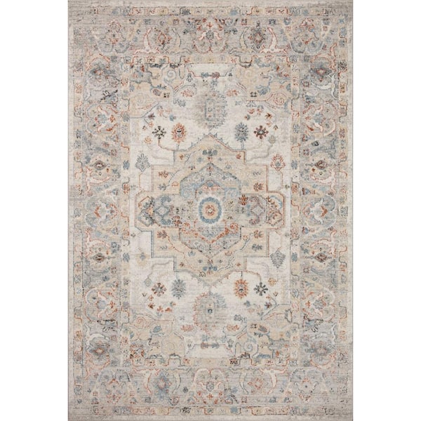 Odette Ivory/Multi 18 in. x 18 in. Sample Oriental Sample Rug